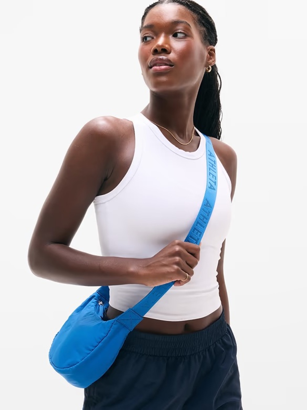 Athleta Bright Blue Crescent Shoulder Bag with Branded Strap - Picture 3 of 4